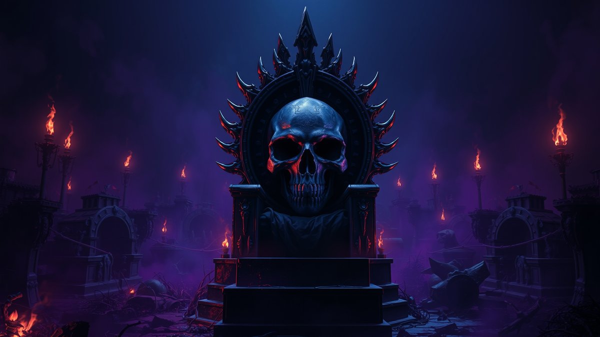 Dark fantasy skull throne wallpaper